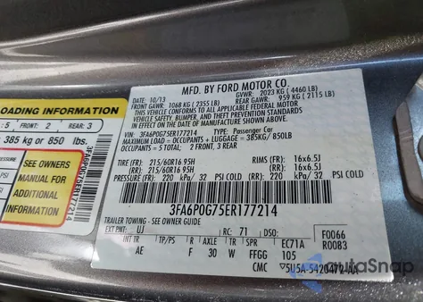2014 Ford Fusion S from USA, damaged, VIN 3FA6P0G75ER177214